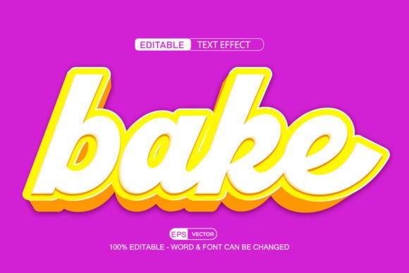 Bake 3d Editable Text Effect Vector With Cute Background -100 Editable