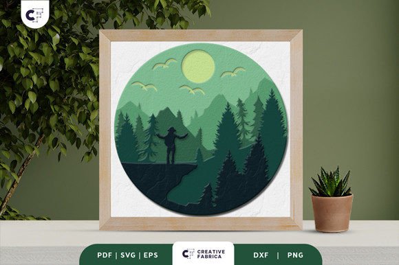 Beautiful Mountain Forest View 3D SVG