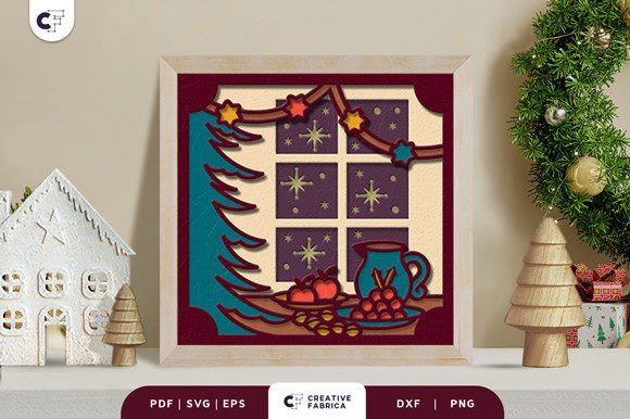 Christmas Dish by the Window 3D Papercut
