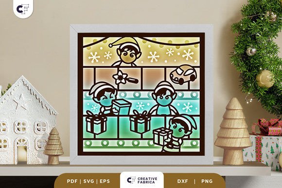 Christmas Gift Factory 3D Shadow Box SVG