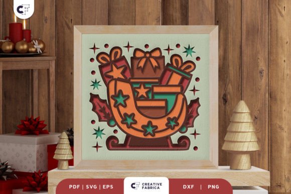 Christmas Gifts on a Sleigh 3D Paper Cut