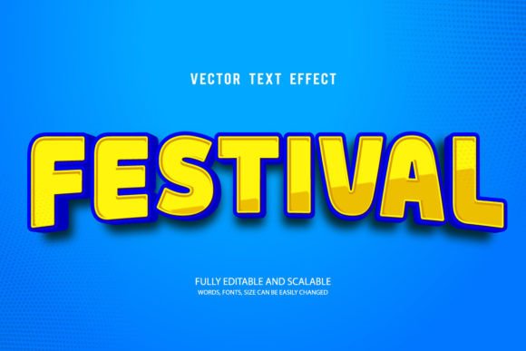 Festival 3D Editable Text Effect Vector