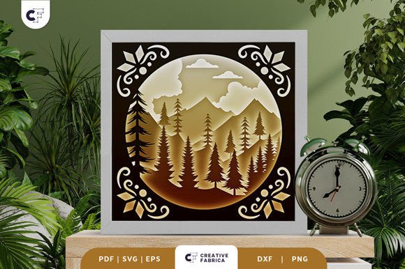 Forest Landscape 3D Layered Paper Cut
