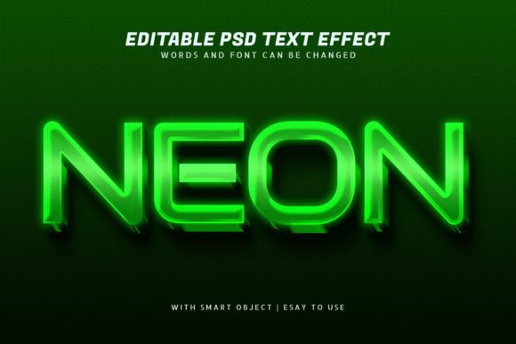 Green 3d Neon Text Effect Editable