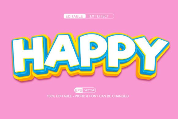 Happy 3d Editable Text Effect Vector