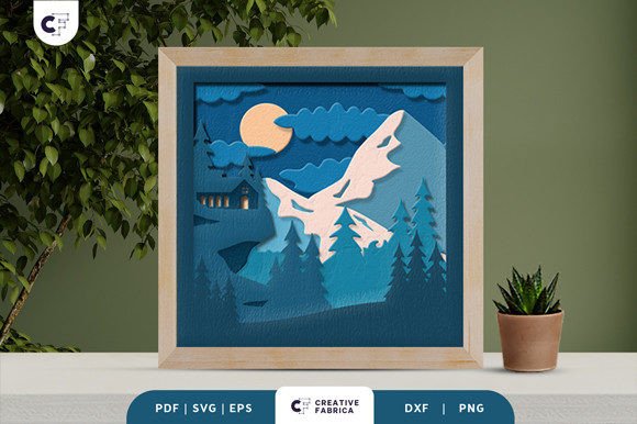 Ice Mountain with a Full Moon 3D SVG: A Creative Masterpiece for Crafters and Entrepreneurs