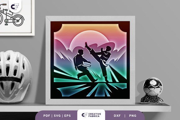Karate 3D Shadow Box Paper Cut