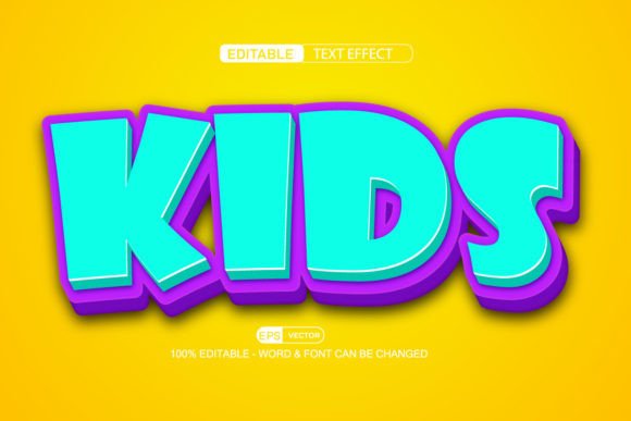 Kids 3d Editable Text Effect Vector