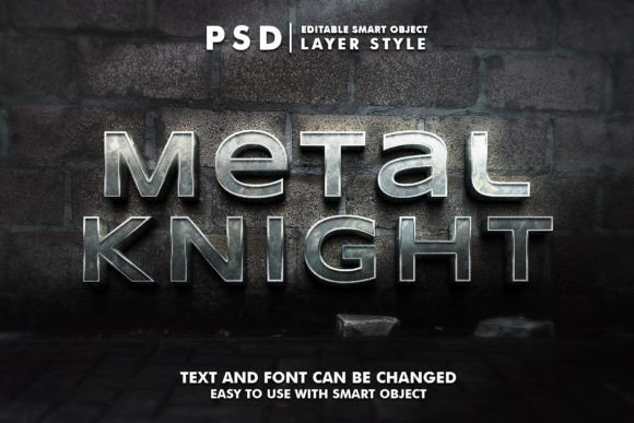 Metal Knight 3D Editable PSD Text Effect: A Versatile Design Resource