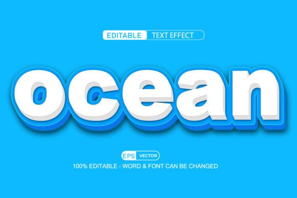 Ocean 3D Editable Text Effect Vector