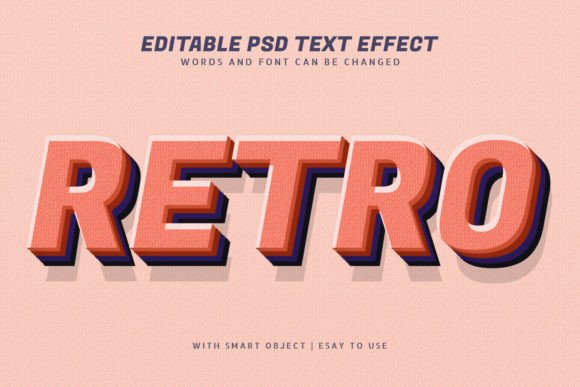 Retro 3D Style Text Effect Editable