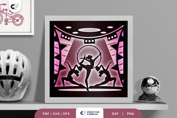 Rhythmic Gymnastics 3D Shadow Box SVG