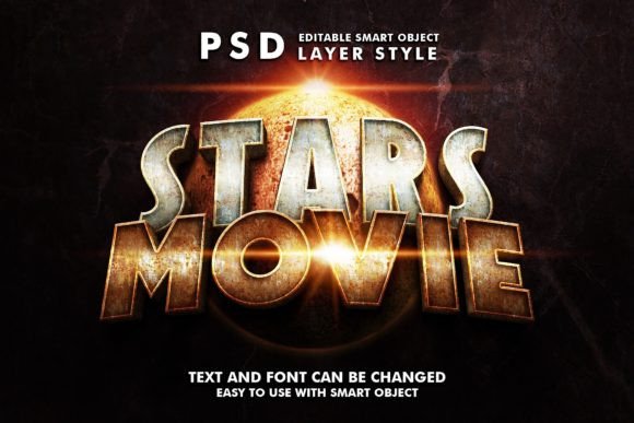 Stars Movie 3d Editable Psd Text Effect