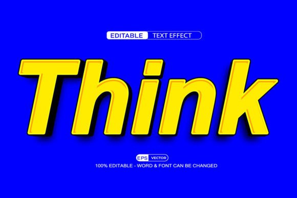 Think 3D Editable Text Effect Vector