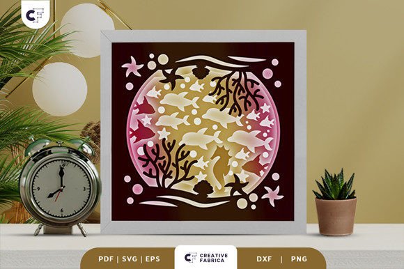 Underwater Life 3D Shadow Box Paper Cut