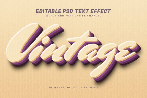 Vintage 3D Style Text Effect Editable