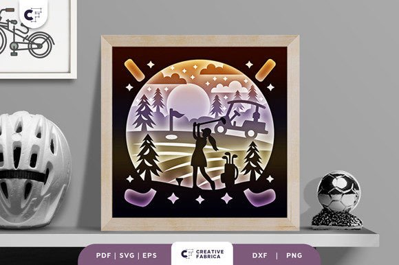Woman Playing Golf 3D Shadow Box SVG: A Creative and Practical Tool for Crafters and Entrepreneurs